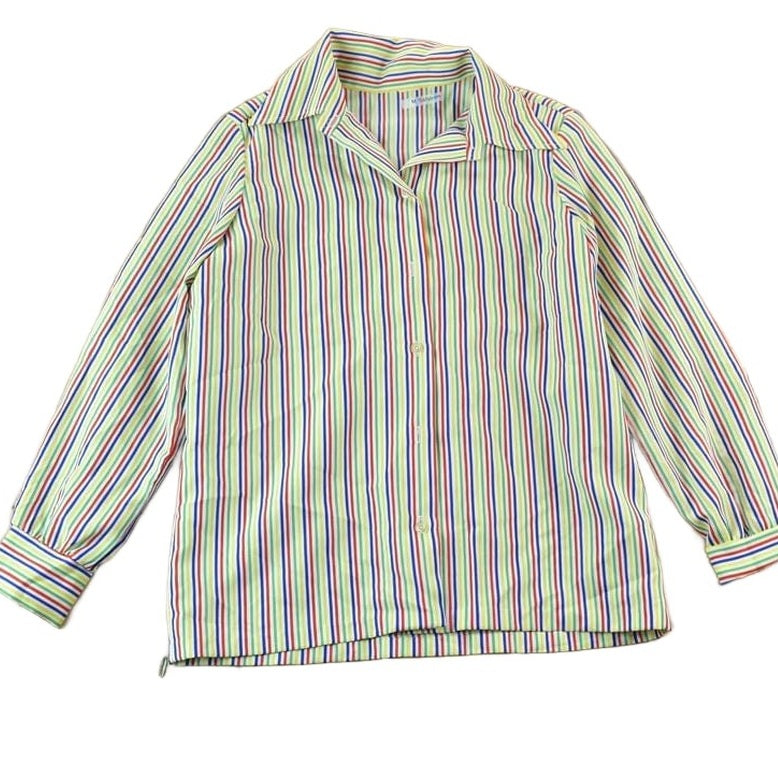 Vintage 1960s Striped Button Up Shirt Men's Large from propervintagecanada