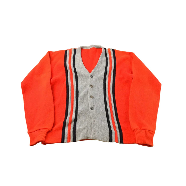 Vintage 1960s Striped Knit Cardigan Sweater Men's M from propervintagecanada
