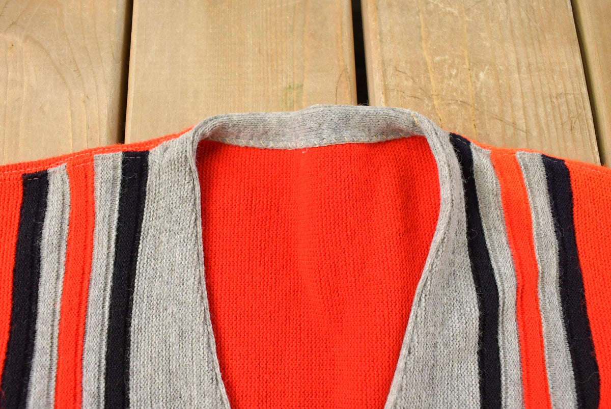 Vintage 1960s Striped Knit Cardigan Sweater Men's M from propervintagecanada