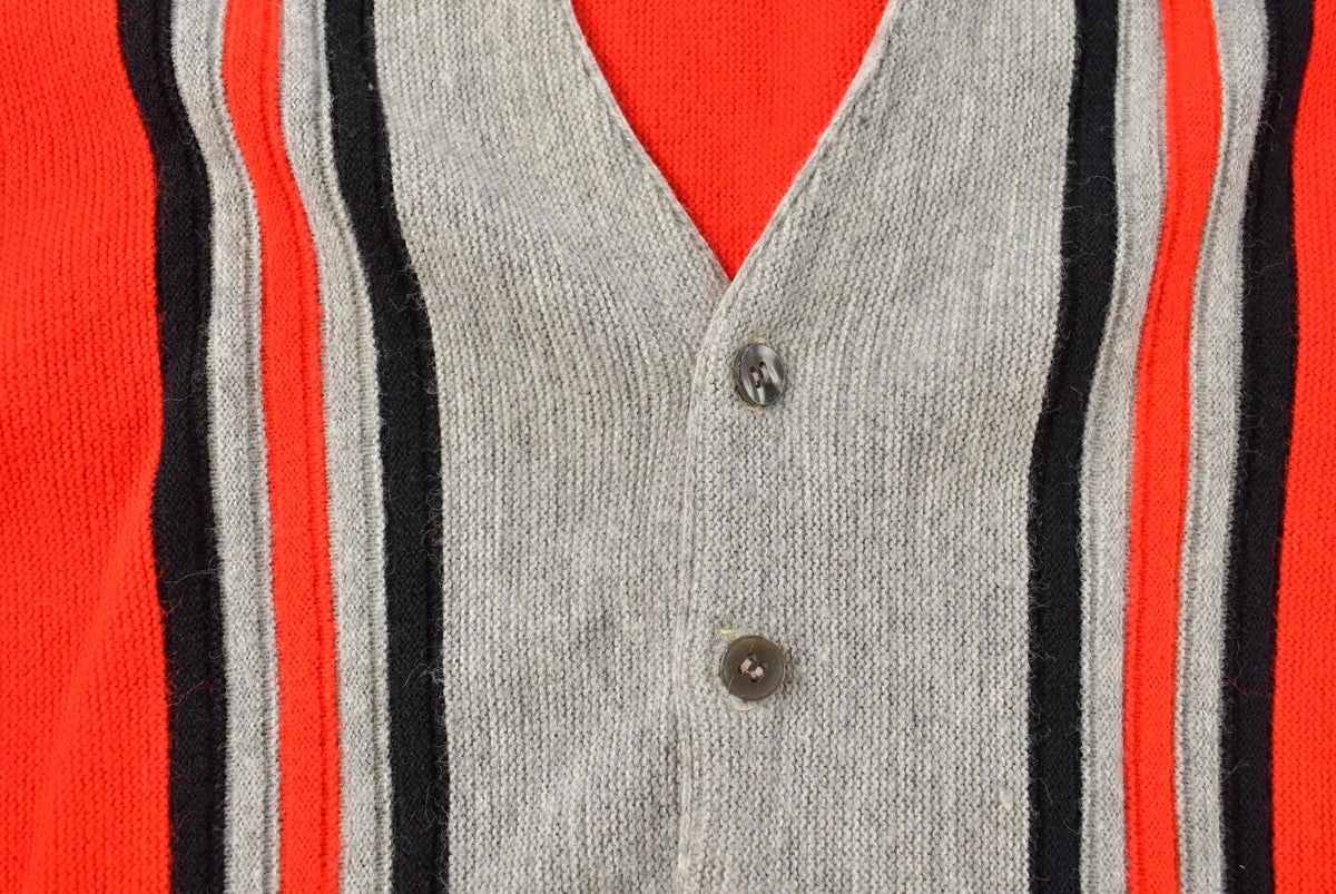 Vintage 1960s Striped Knit Cardigan Sweater Men's M from propervintagecanada