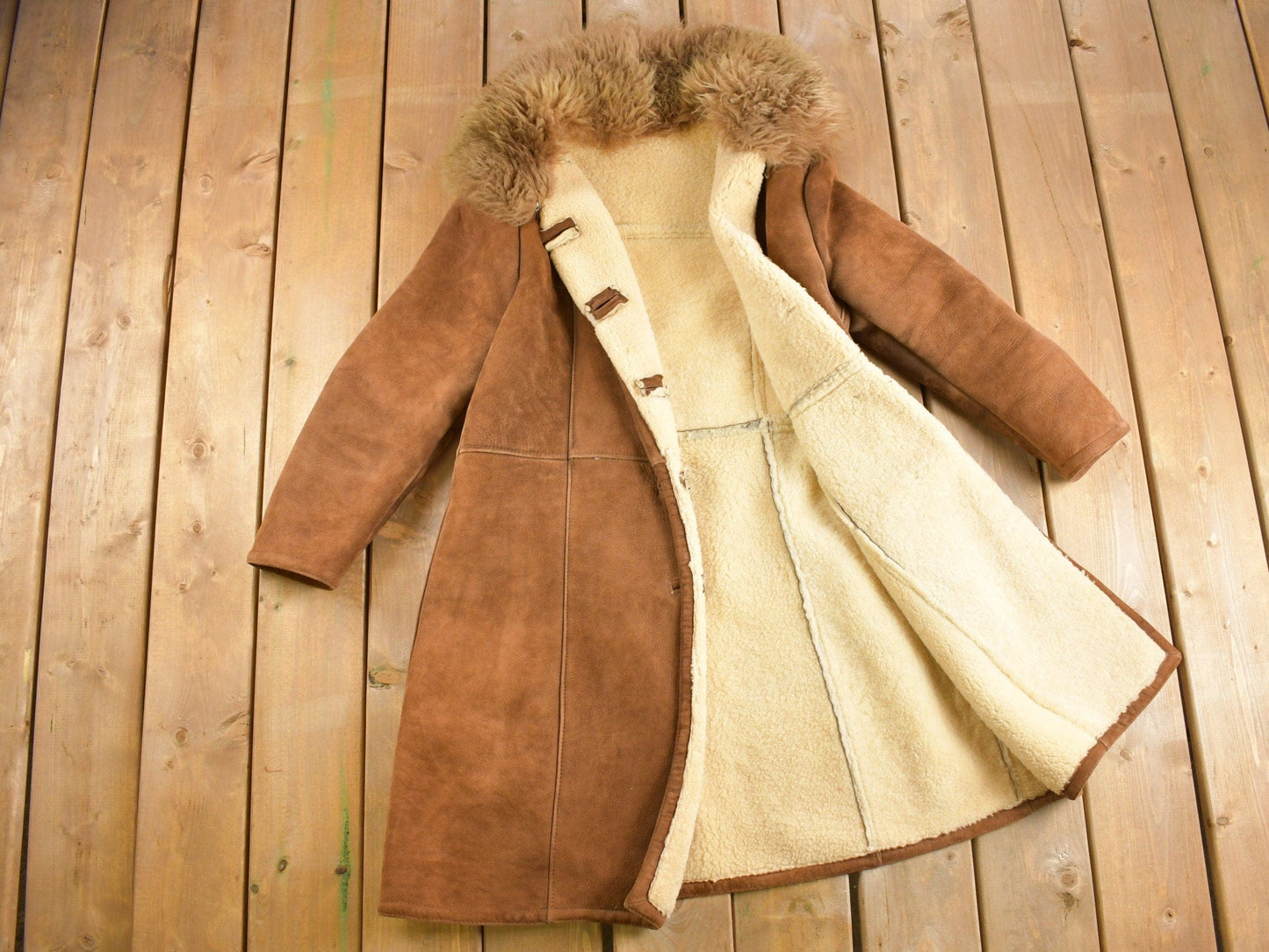 Vintage 1960s Suede Leather Shearling Jacket Men's Medium from propervintagecanada