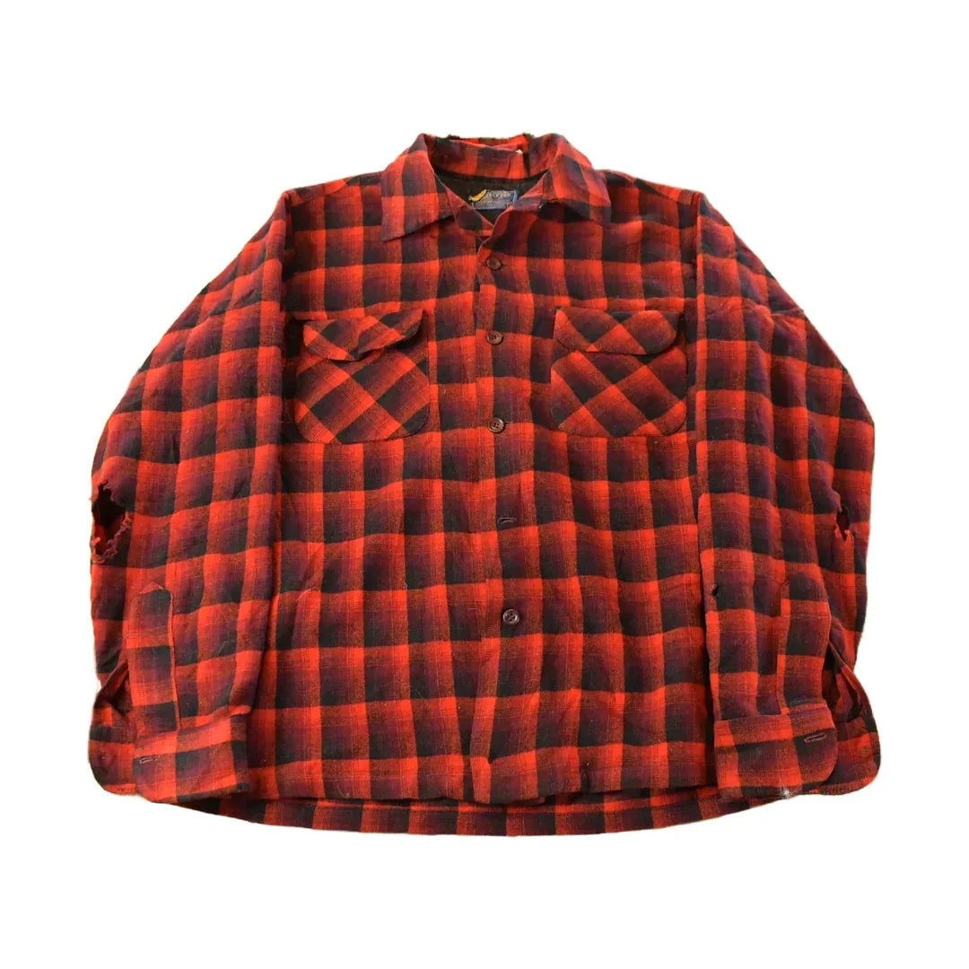 Vintage 1960s Thrashed Pendleton Wool Flannel Shirt Men's M from propervintagecanada