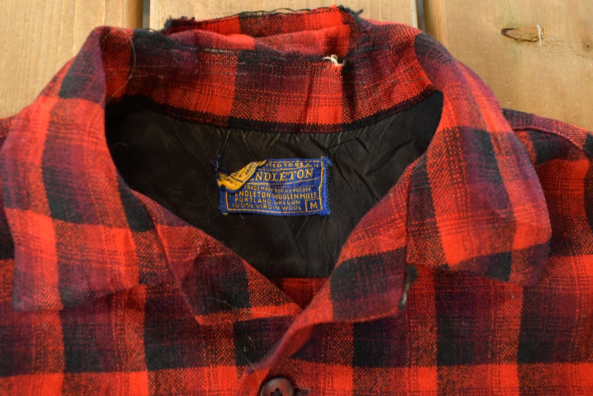 Vintage 1960s Thrashed Pendleton Wool Flannel Shirt Men's M from propervintagecanada
