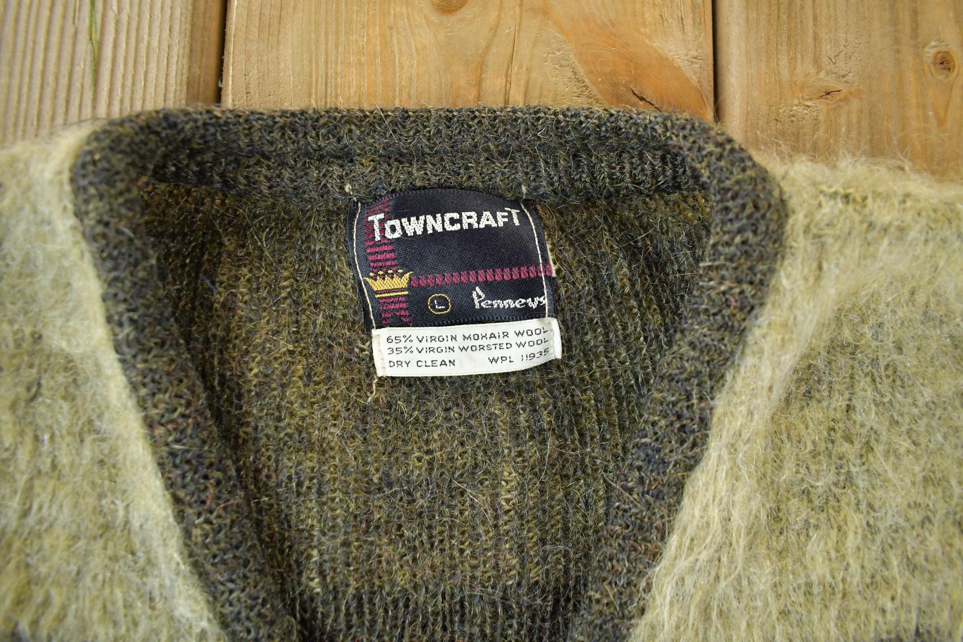 Vintage 1960s Towncraft Mohair Wool Grunge Knit Cardigan Sweater Adult Large Men's Large from propervintagecanada