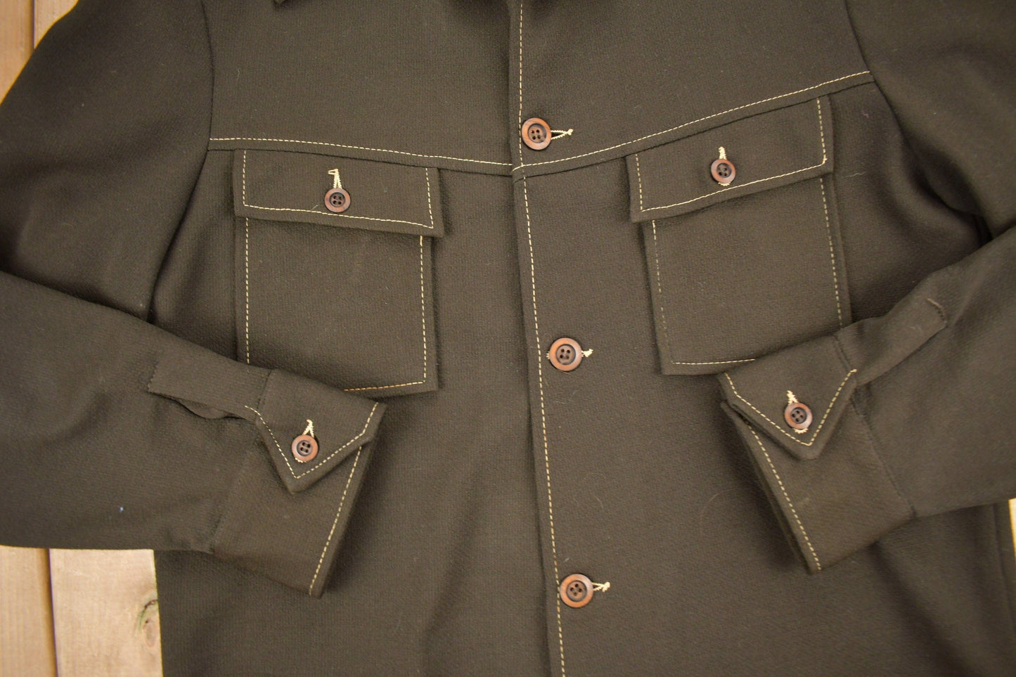 Vintage 1960s Trevira Polyester Button-Up Shirt Men's Medium from propervintagecanada