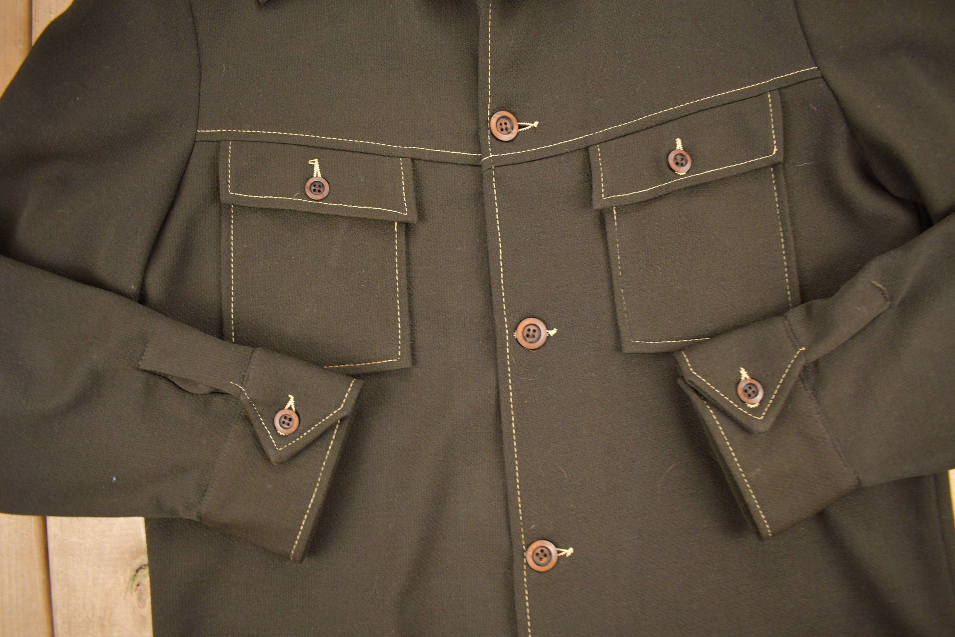 Vintage 1960s Trevira Polyester Button-Up Shirt Men's Medium from propervintagecanada