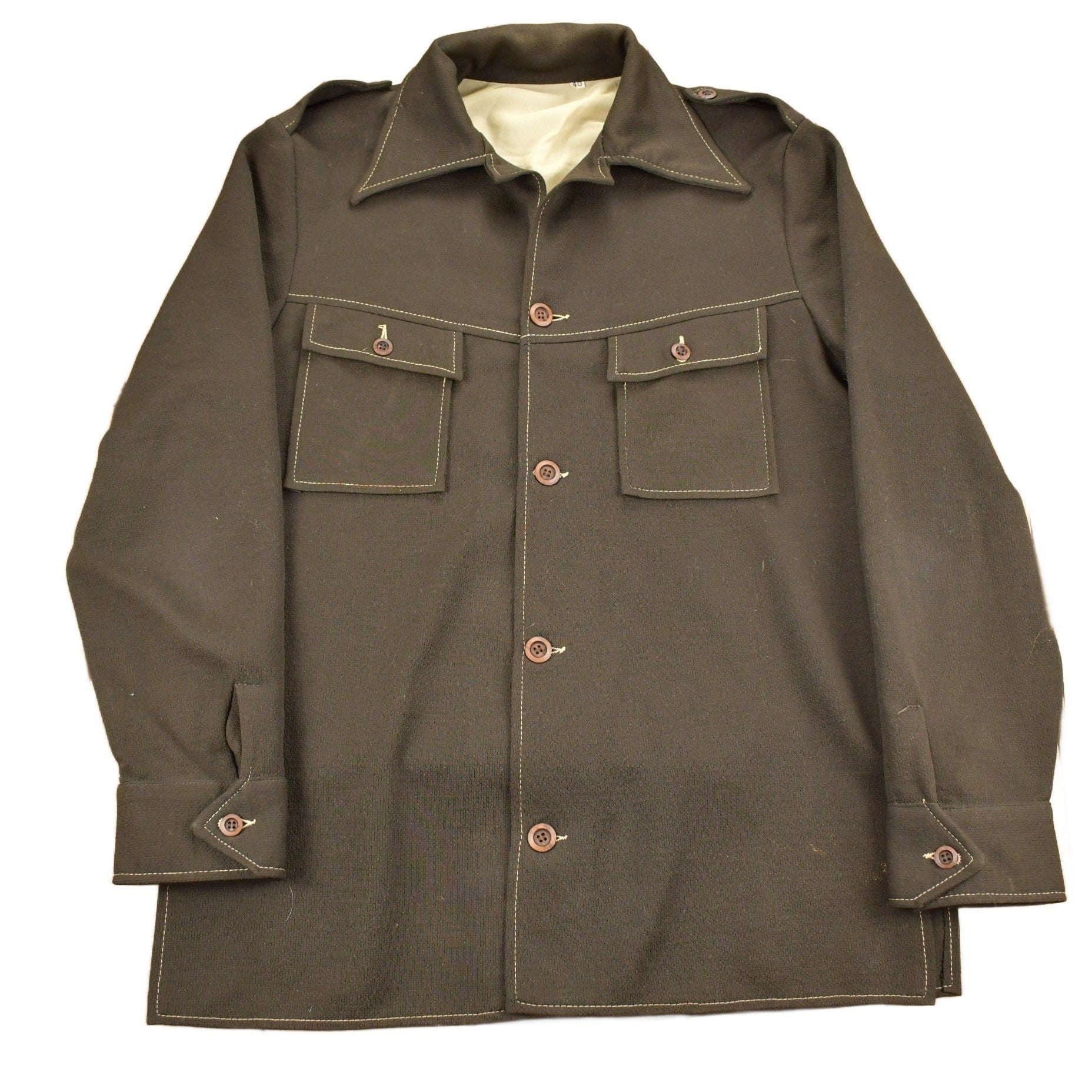 Vintage 1960s Trevira Polyester Button-Up Shirt Men's Medium from propervintagecanada