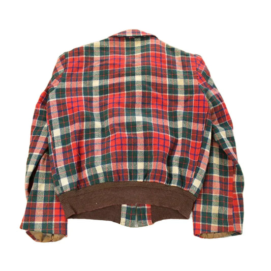 Vintage 1960s Wool Tartan Plaid Full Zip Jacket Youth Large from propervintagecanada