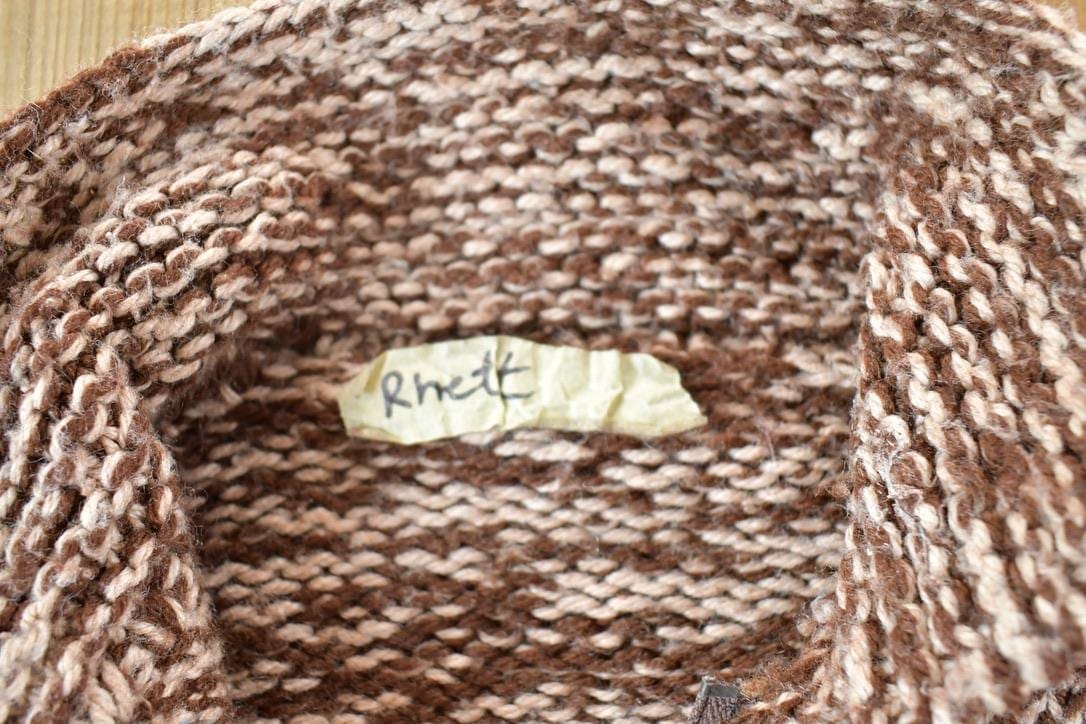 Vintage 1960s Youth Hand Knit Wool Mouse Sweater Youth Toddler 4T from propervintagecanada