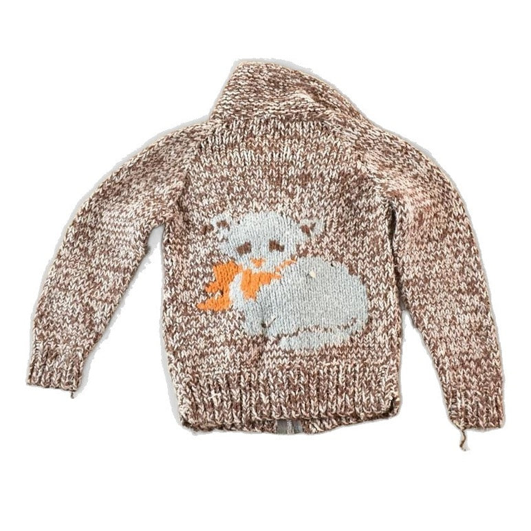 Vintage 1960s Youth Hand Knit Wool Mouse Sweater Youth Toddler 4T from propervintagecanada