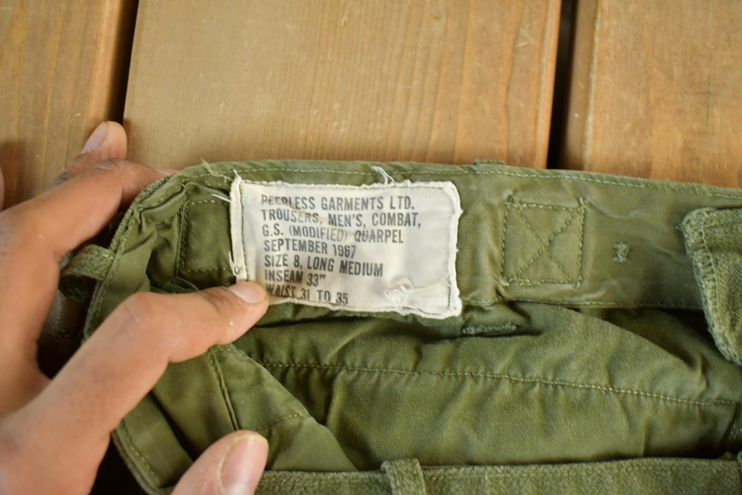 Vintage 1967 Military OG-107 Sateen Combat Cargo Fatigue Pants Men's 34 x 30 from propervintagecanada
