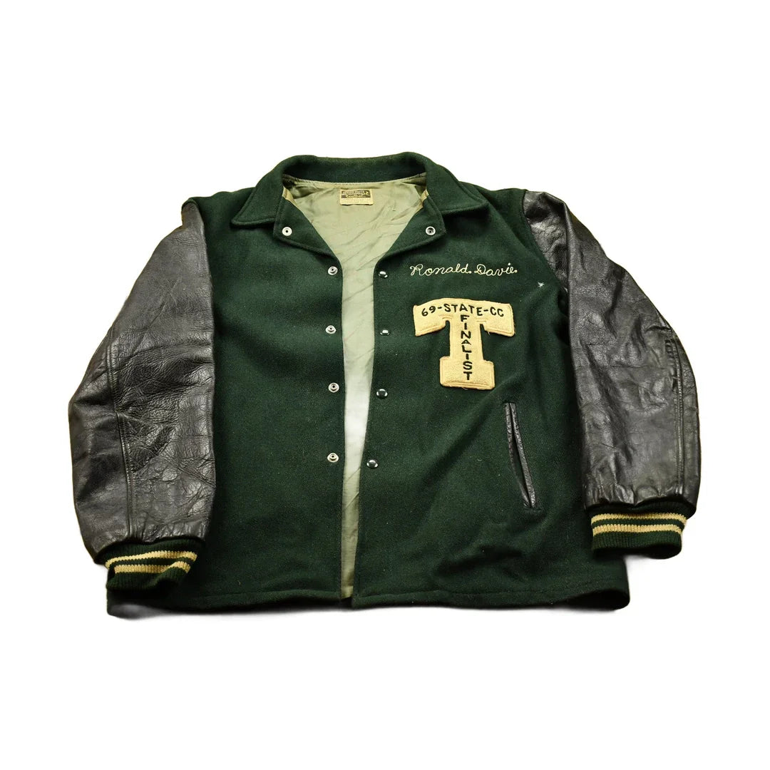 Vintage 1969 Leather Varsity Jacket Men's Large from propervintagecanada