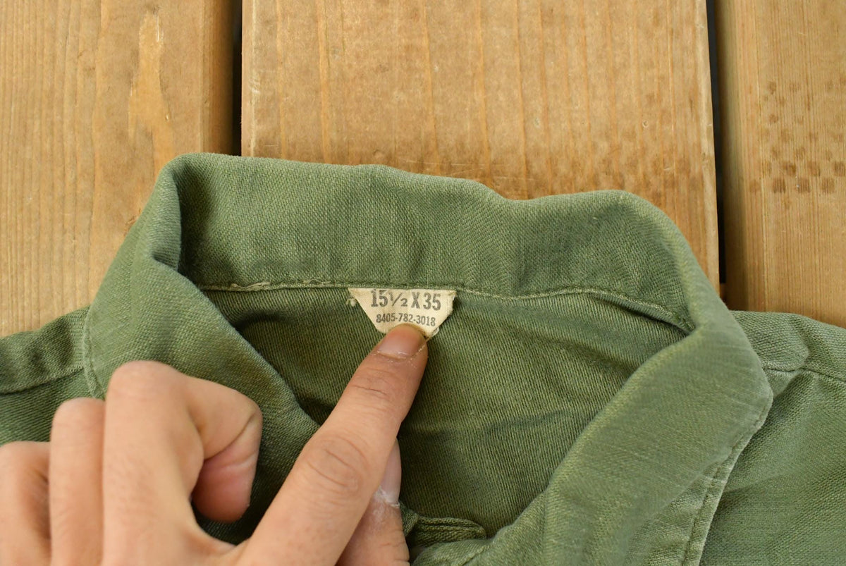 Vintage 1969 OG-107 Military Sateen Shirt Men's Medium from propervintagecanada