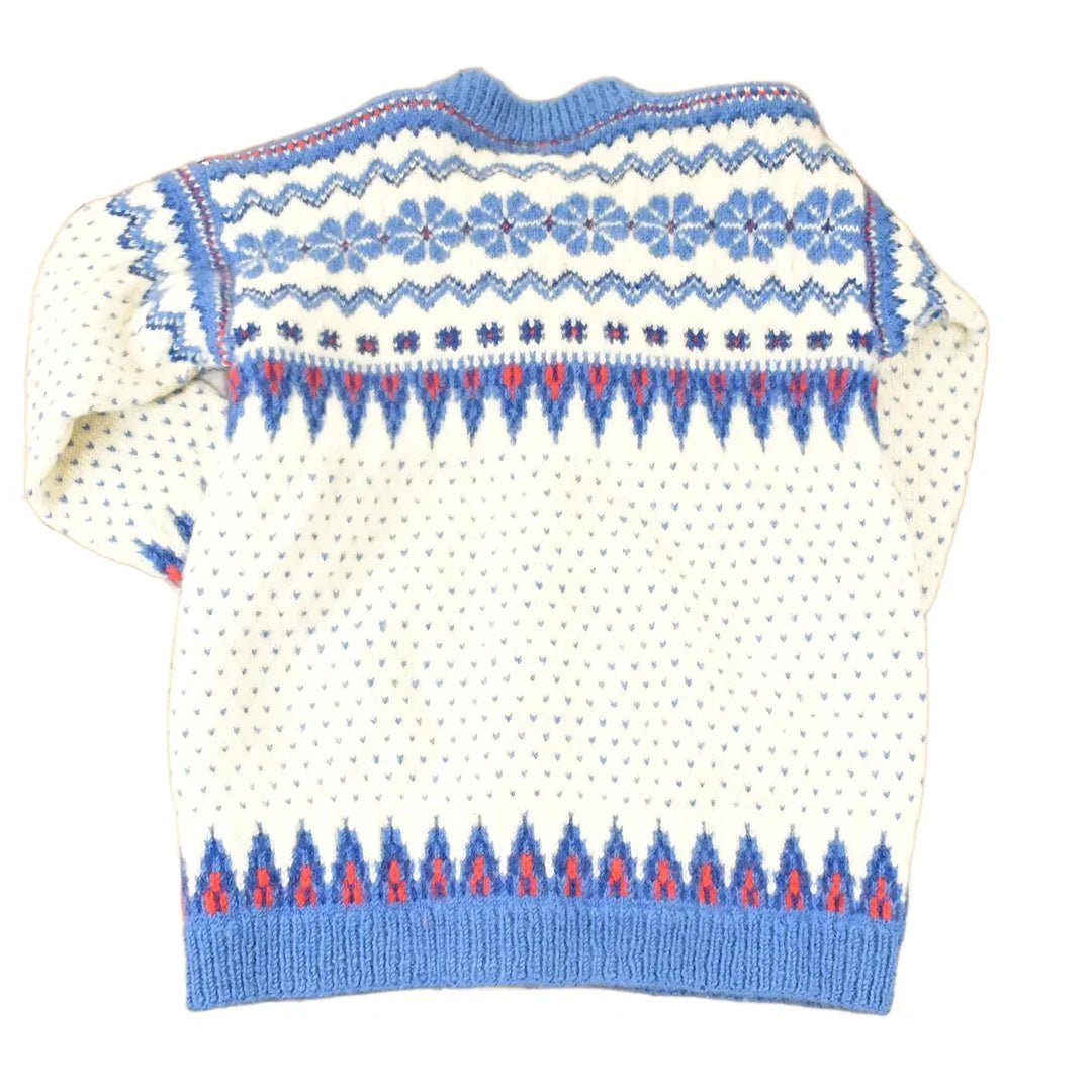 Vintage 1970's Abstract Snowflake Wool Knit Cardigan Sweater Women's S from propervintagecanada