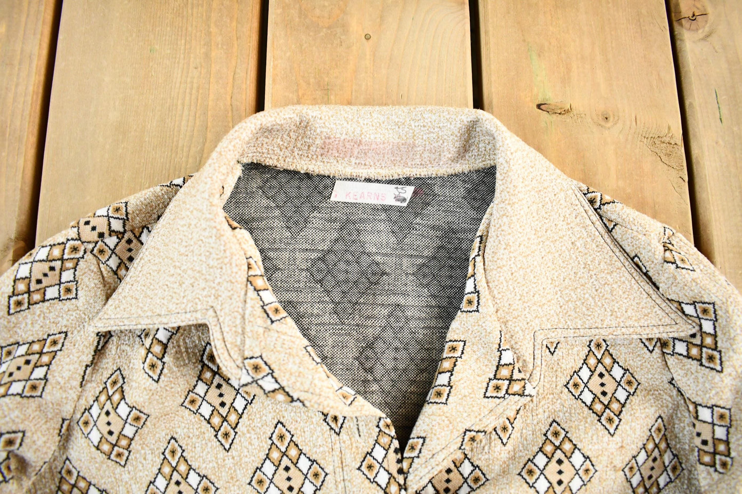 Vintage 1970's Argyle Pattern Button Up Shirt Women's Medium from propervintagecanada