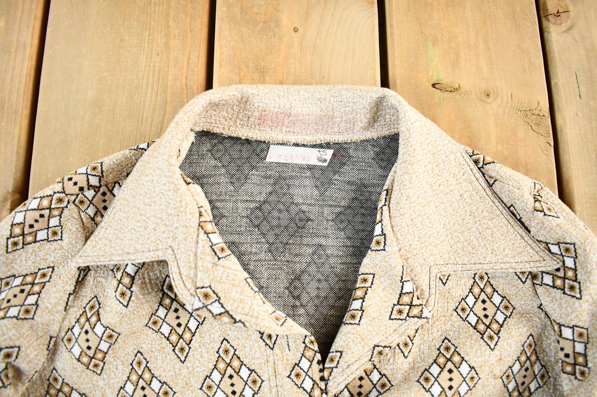 Vintage 1970's Argyle Pattern Button Up Shirt Women's Medium from propervintagecanada