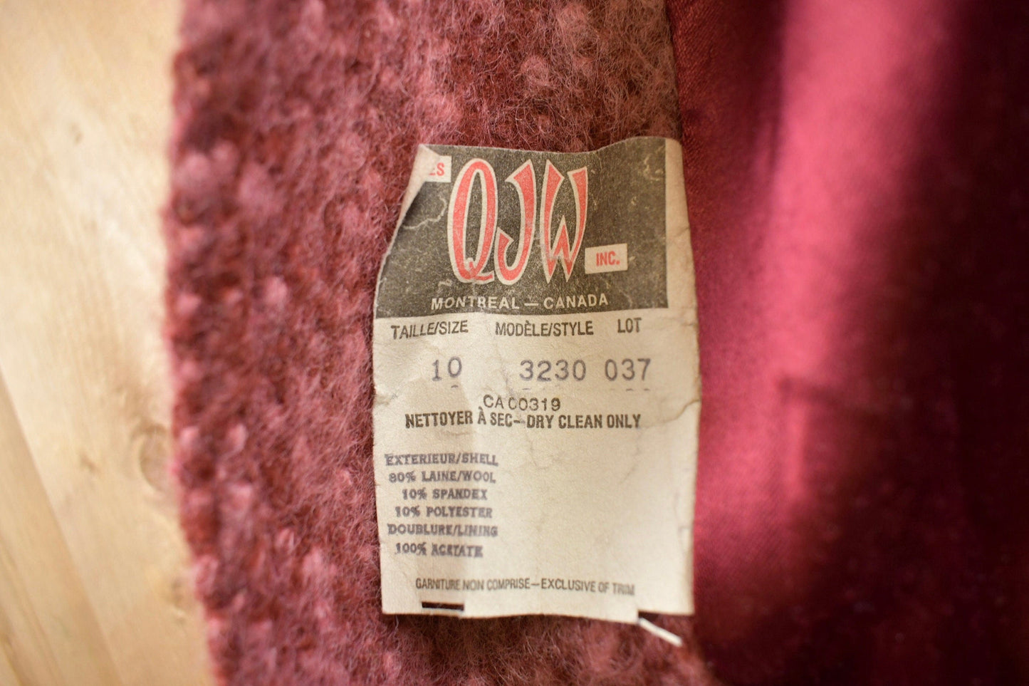 Vintage 1970's OJW Wool Coat Men's Medium from propervintagecanada