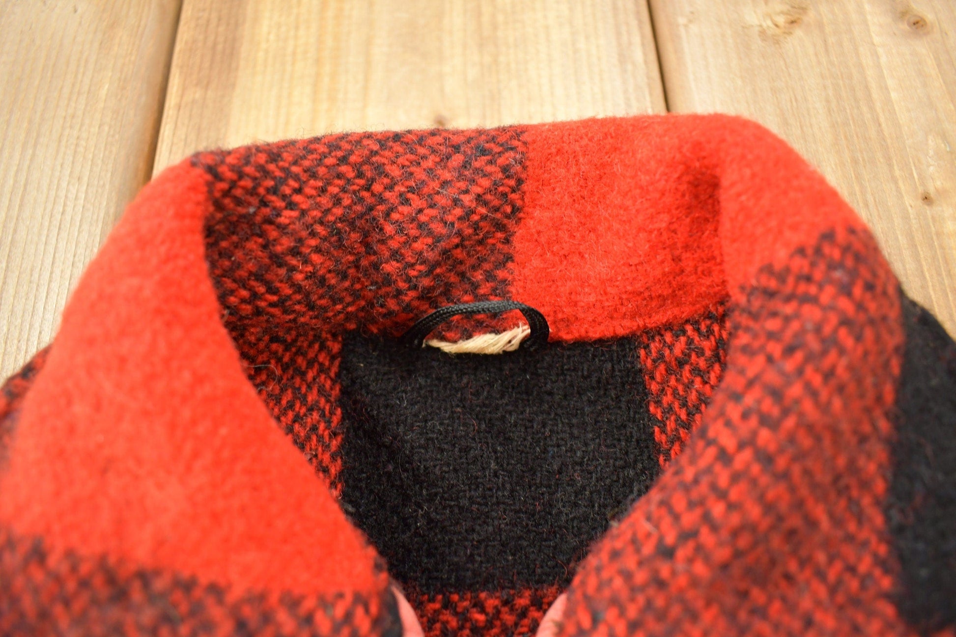 Vintage 1970s 100% Wool Buffalo Plaid Zip Up Jacket from propervintagecanada
