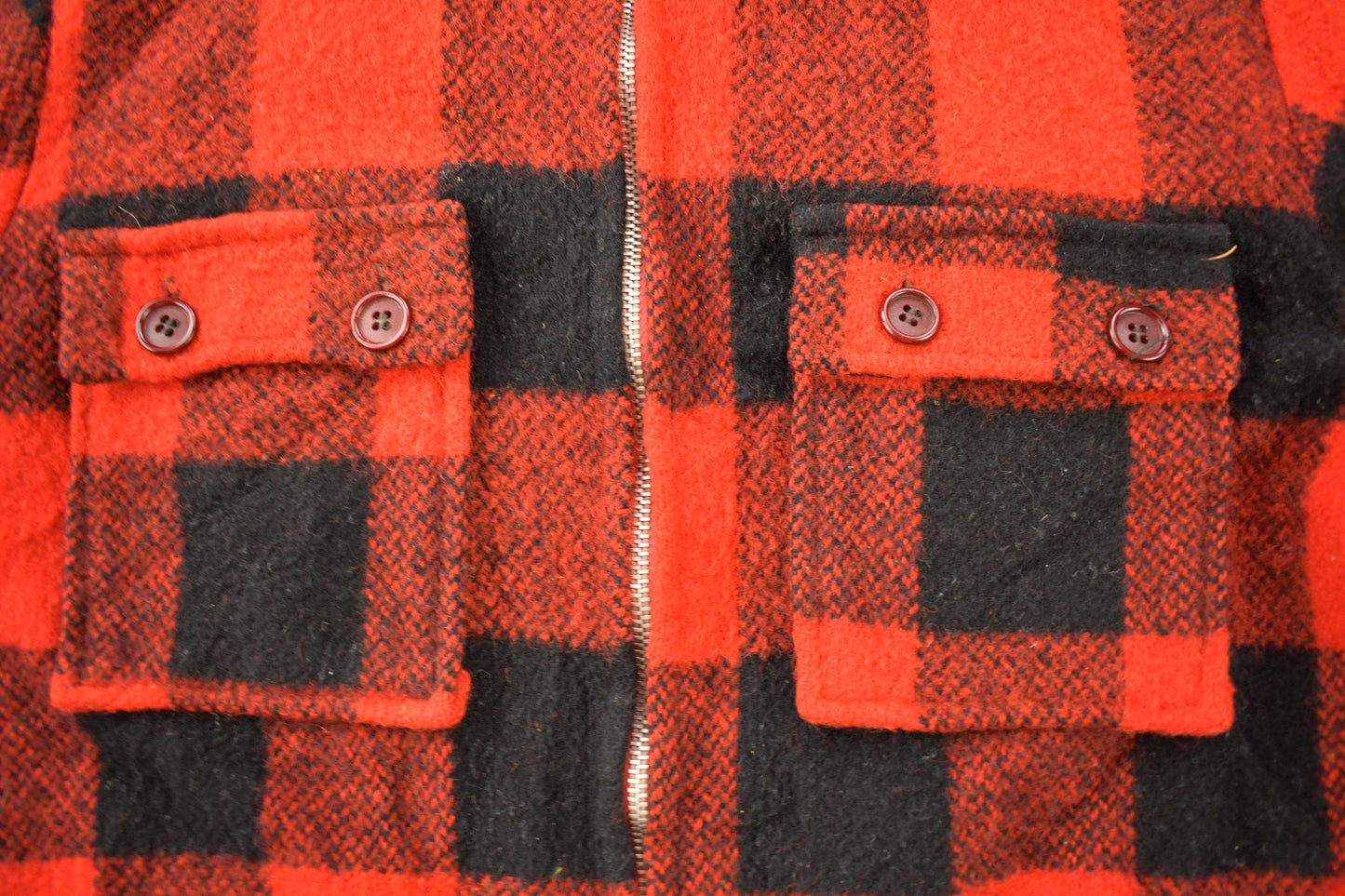 Vintage 1970s 100% Wool Buffalo Plaid Zip Up Jacket from propervintagecanada