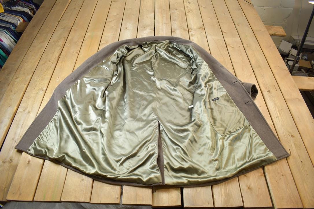 Vintage 1970s 100% Wool Button Up Over Coat Made In USAMen's Large from propervintagecanada