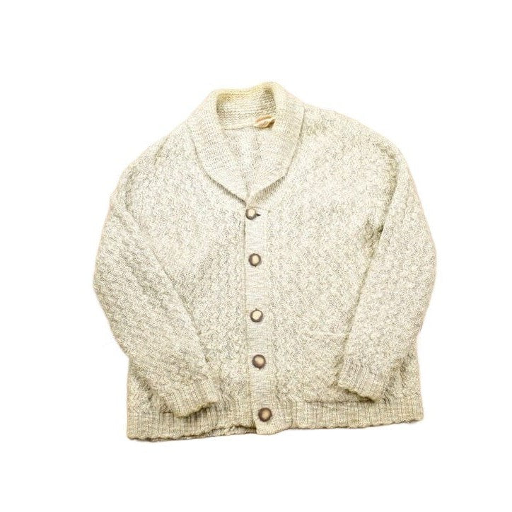 Vintage 1970s 100% Wool Tundra Knit Shawl Collar Cardigan Sweater Men's Large from propervintagecanada