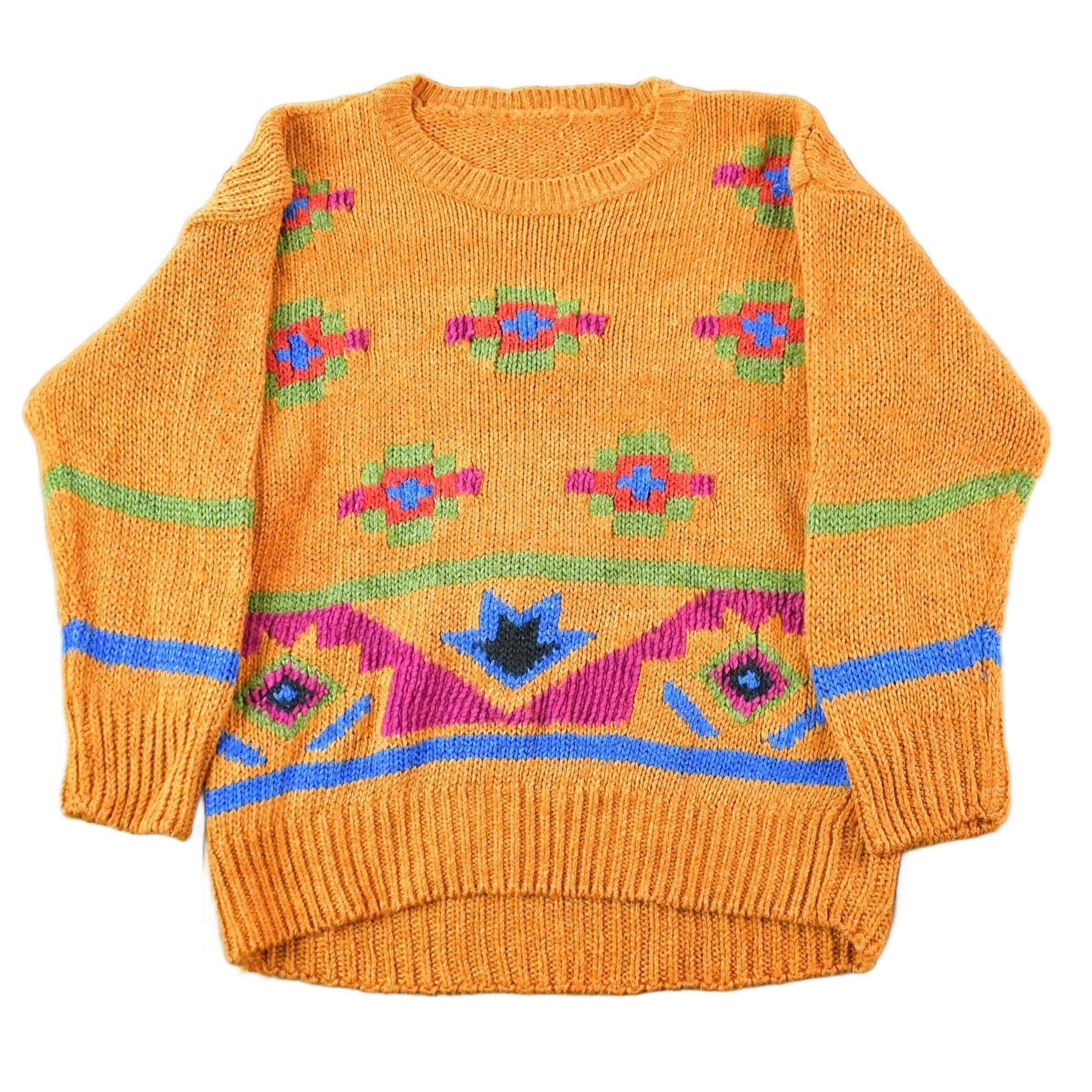 Vintage 1970s 1980s Abstract Floral Knit Sweater Women's S from propervintagecanada