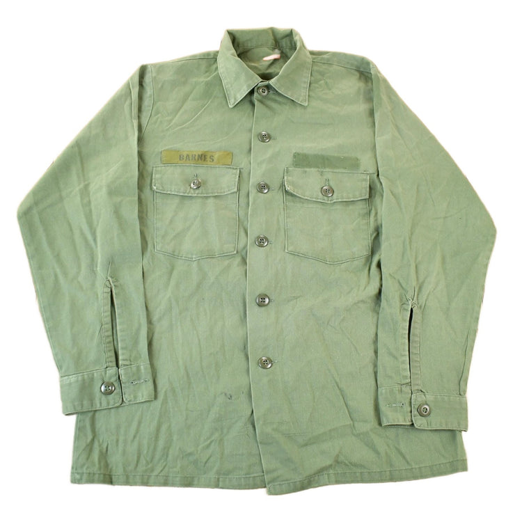 Vintage 1970s 1980s Army OG-107 Military Sateen Shirt Men's Large from propervintagecanada