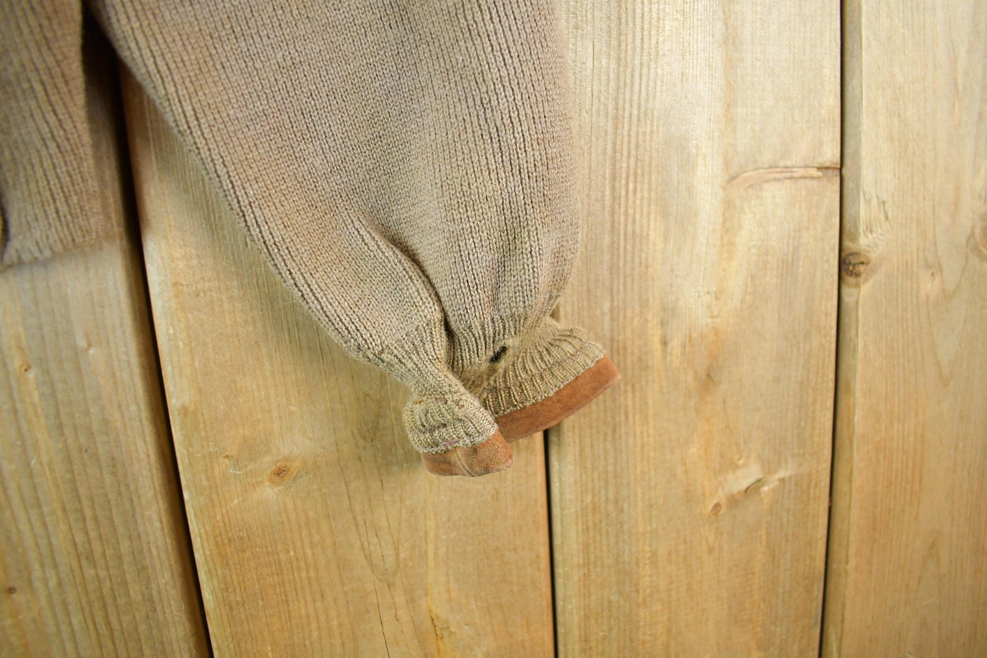 Vintage 1970s 1980s Beltinka Suede Leather Knit Cardigan Sweater Women's Small from propervintagecanada