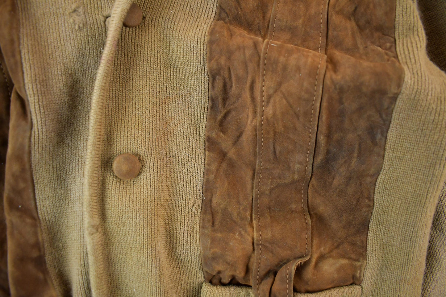 Vintage 1970s 1980s Beltinka Suede Leather Knit Cardigan Sweater Women's Small from propervintagecanada