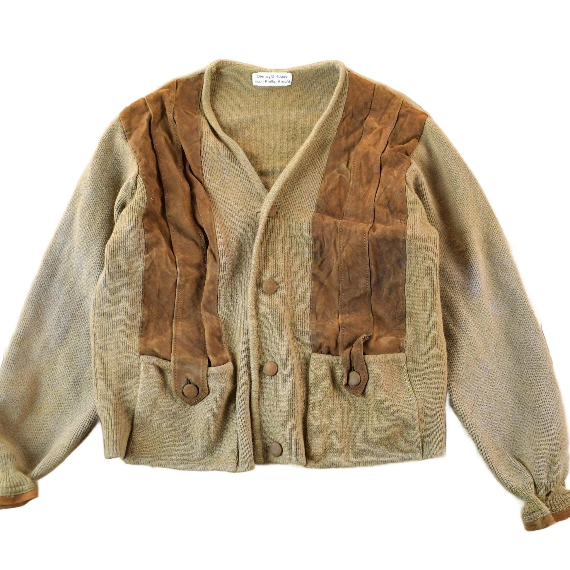 Vintage 1970s 1980s Beltinka Suede Leather Knit Cardigan Sweater Women's Small from propervintagecanada