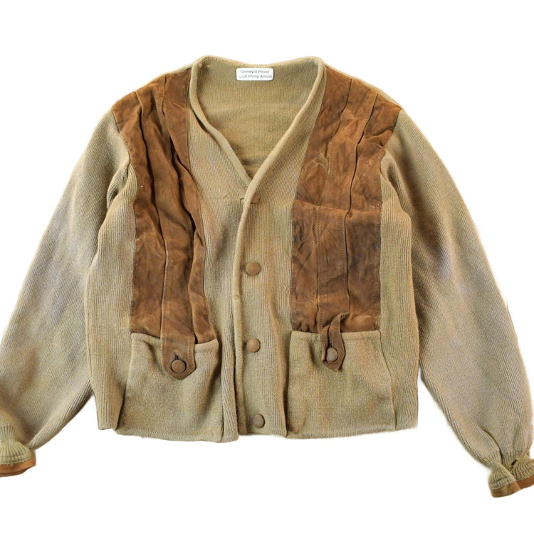 Vintage 1970s 1980s Beltinka Suede Leather Knit Cardigan Sweater Women's Small from propervintagecanada