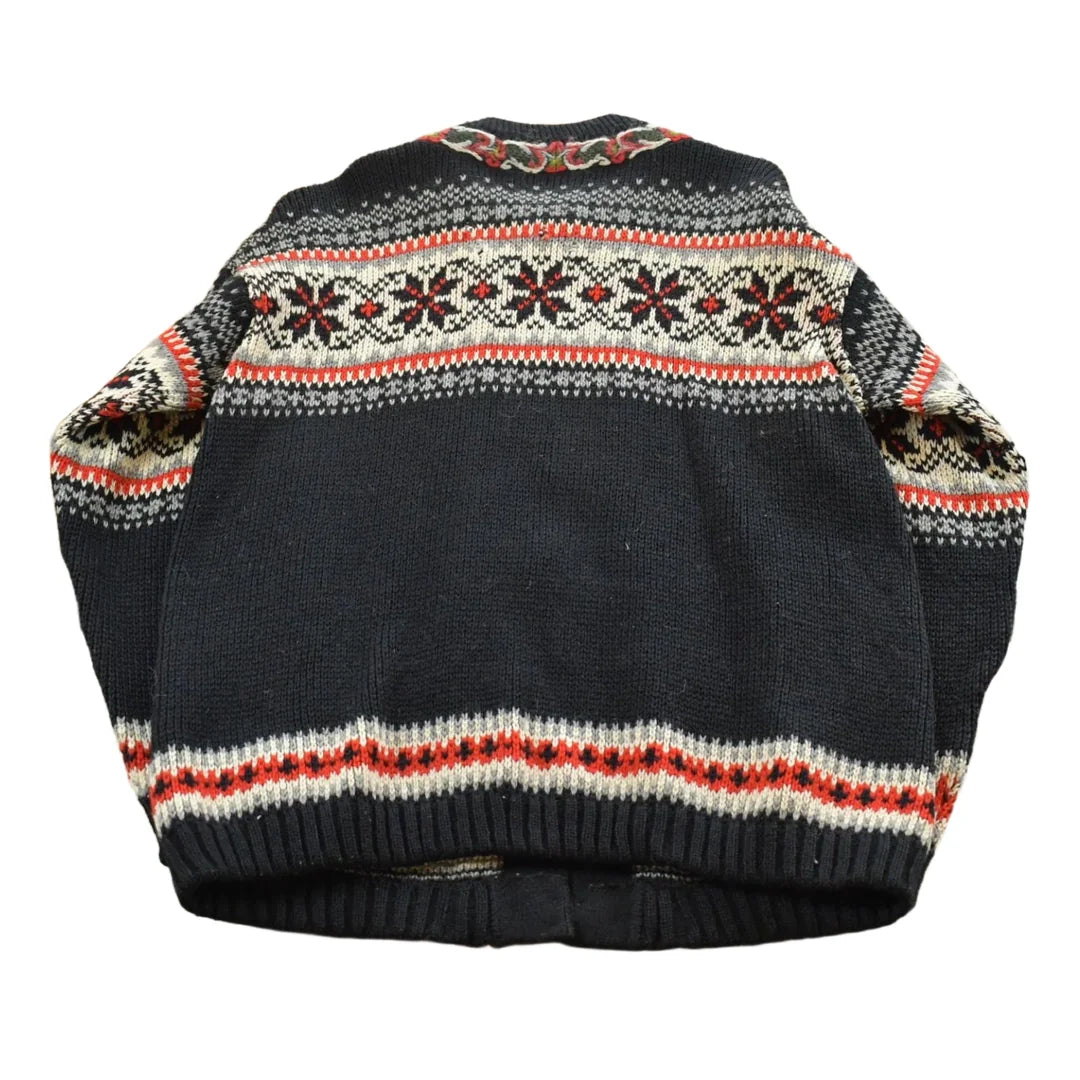 Vintage 1970s A.S Evebofos Nordic Wool Knit Clasped Cardigan Sweater Men's XL from propervintagecanada