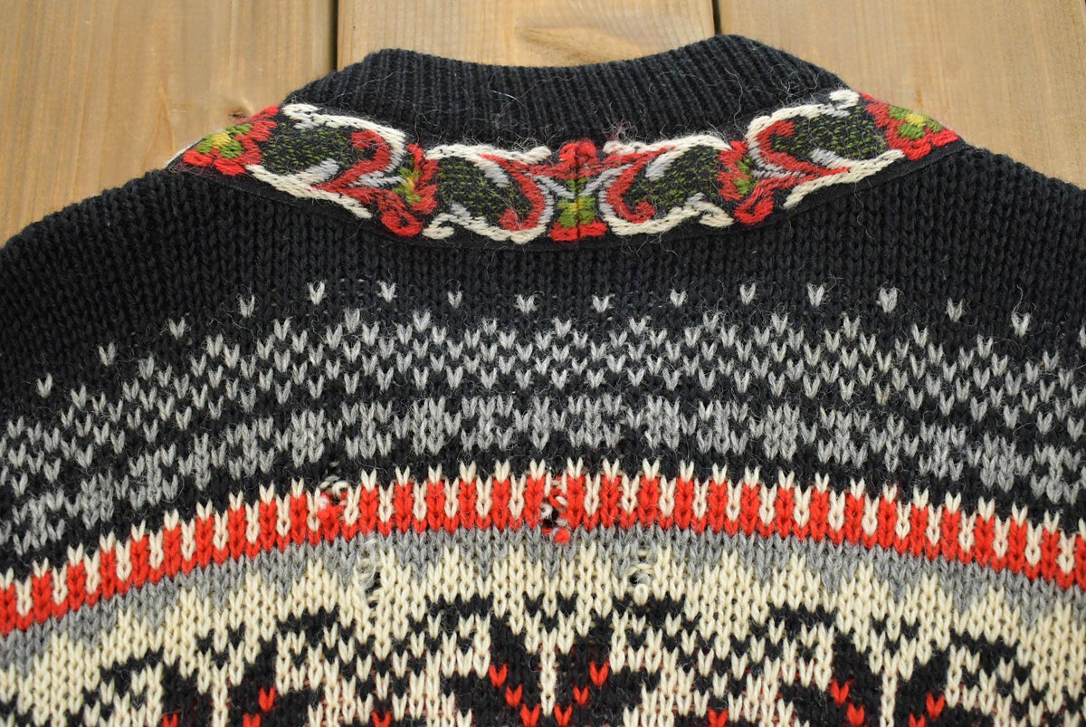 Vintage 1970s A.S Evebofos Nordic Wool Knit Clasped Cardigan Sweater Men's XL from propervintagecanada