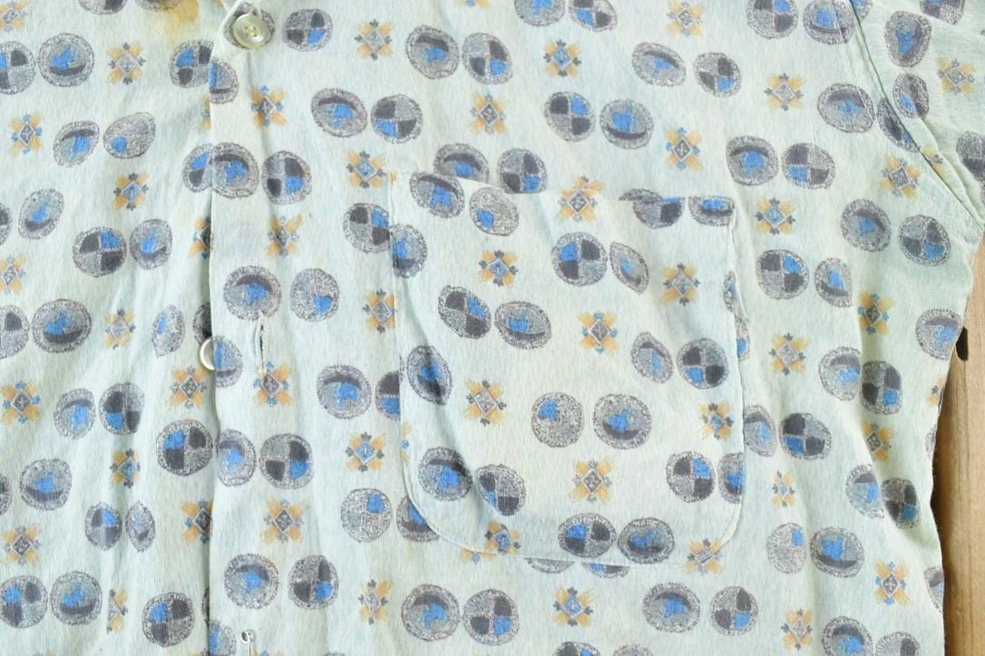 Vintage 1970s Abstract Dots Button Up Shirt Men's Large from propervintagecanada