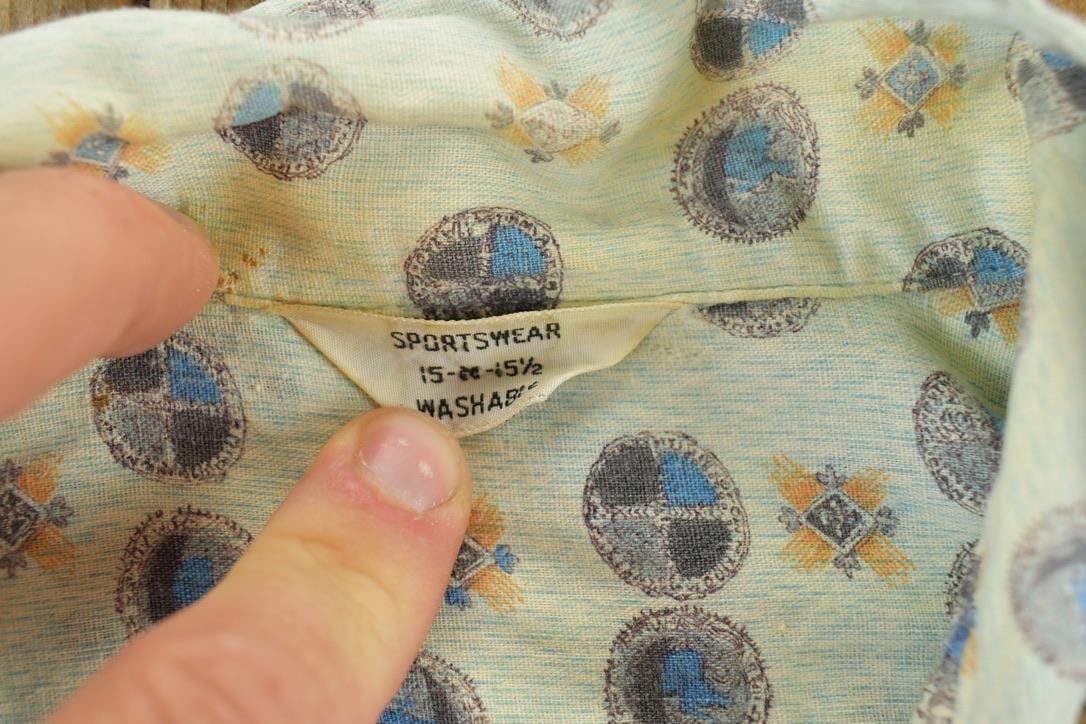 Vintage 1970s Abstract Dots Button Up Shirt Men's Large from propervintagecanada