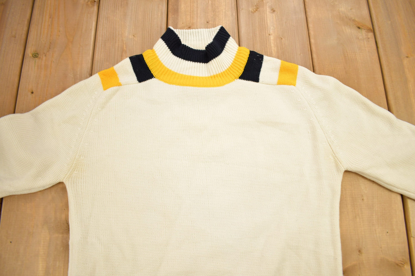 Vintage 1970s Acrylic Knitted Mockneck Sweater Men's Small from propervintagecanada