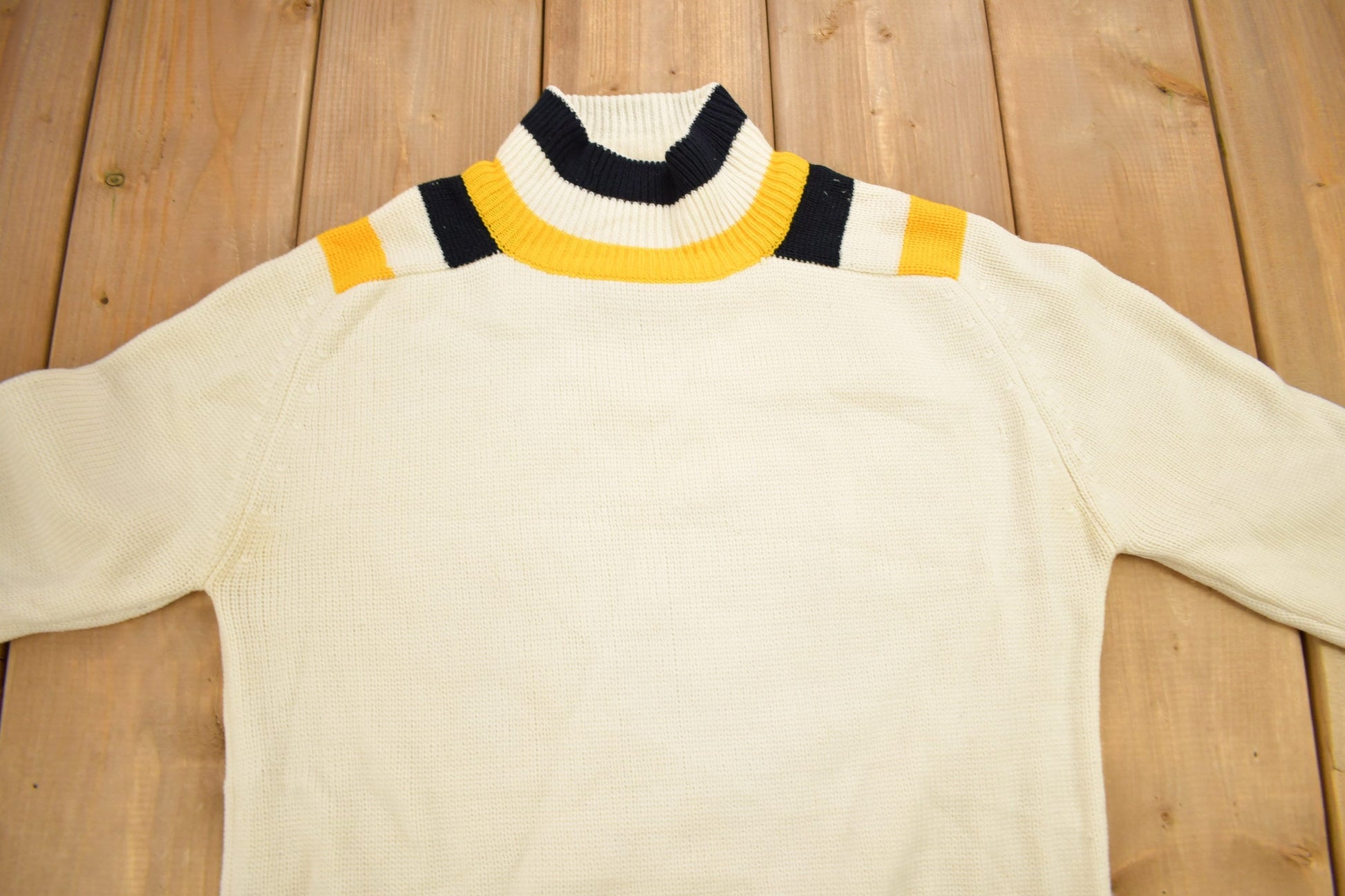Vintage 1970s Acrylic Knitted Mockneck Sweater Men's Small from propervintagecanada