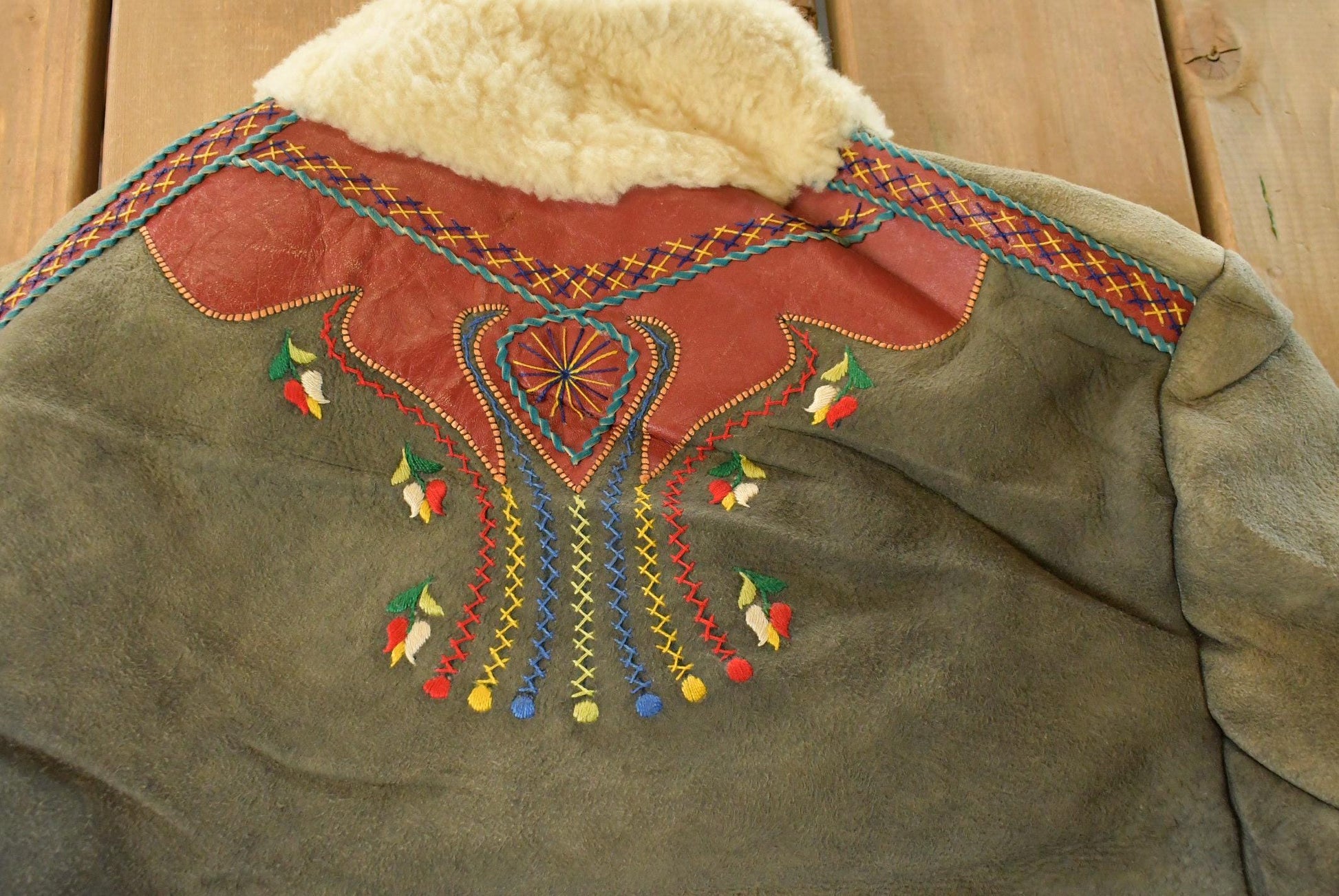 Vintage 1970s Afghan Polish Shearling Suede Fur Coat Women's Large from propervintagecanada