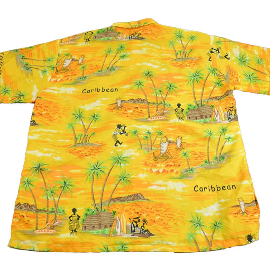 Vintage 1970s All Over Print Caribbean Theme Button Up Shirt Men's XL from propervintagecanada
