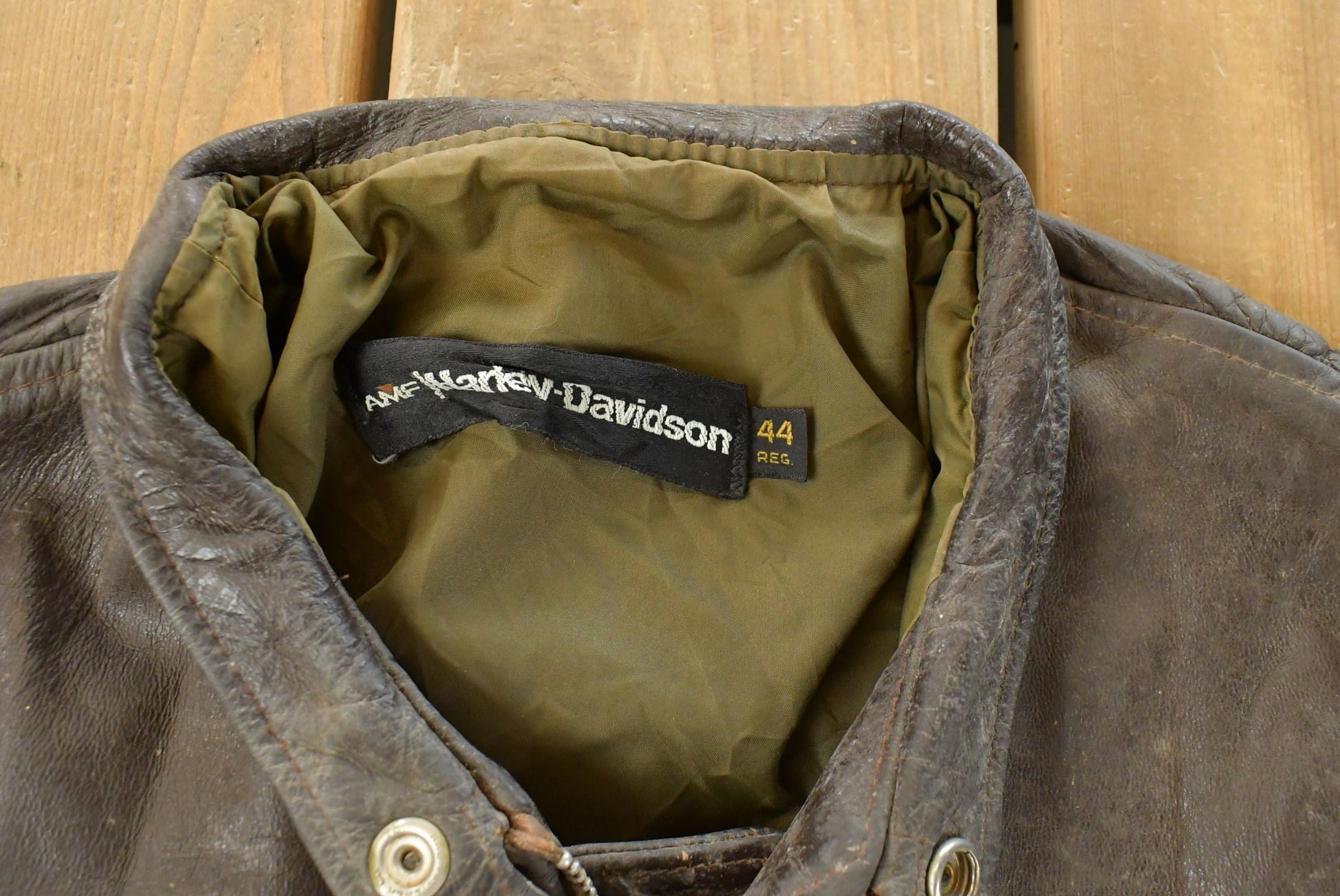 Vintage 1970s AMF Harley Davidson Leather Cafe Racer Jacket Men's Large from propervintagecanada