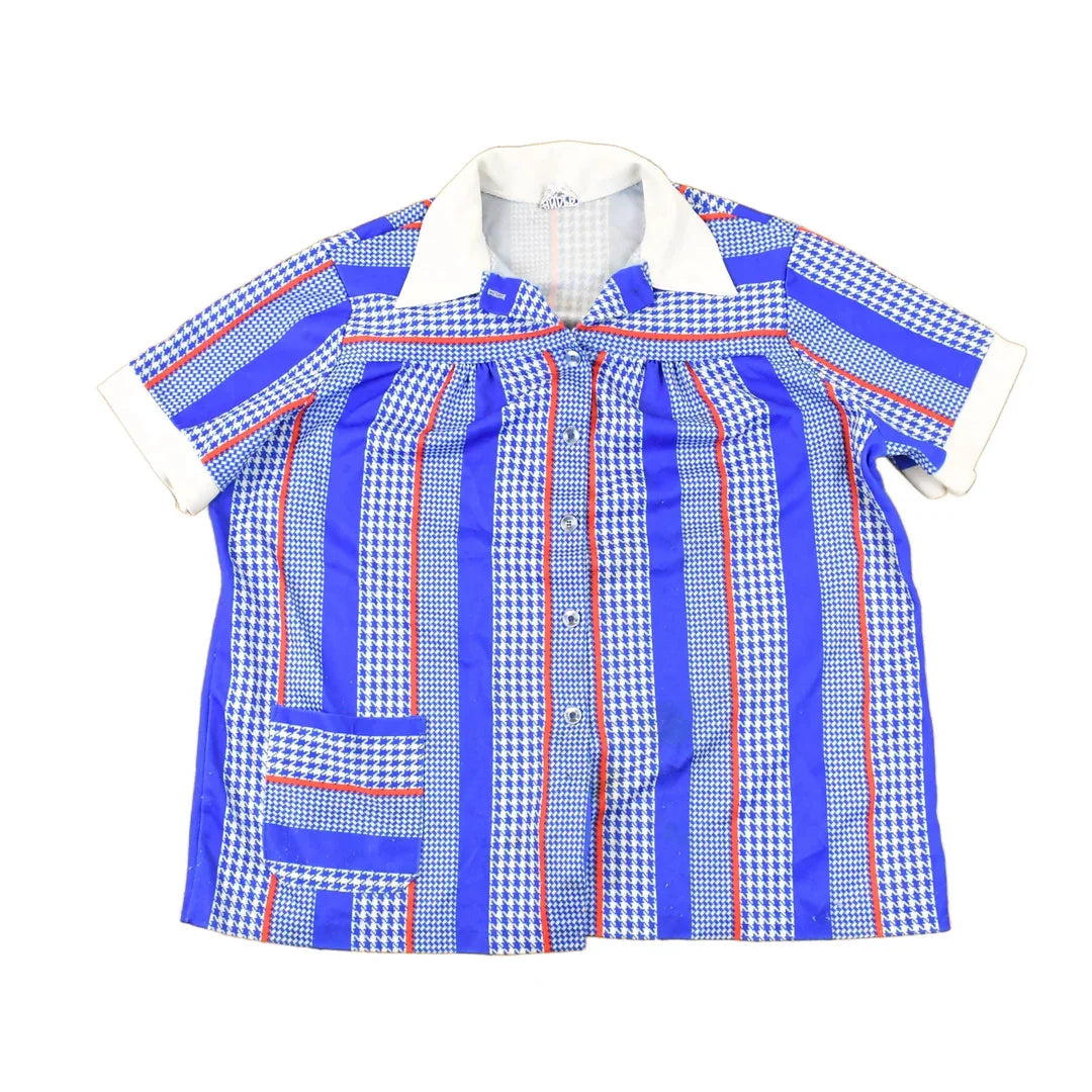 Vintage 1970s Andea New York Abstract Button Up Shirt Women's XL / Funky Crazy Pattern / Preppy Style / Boxy Fit from propervintagecanada