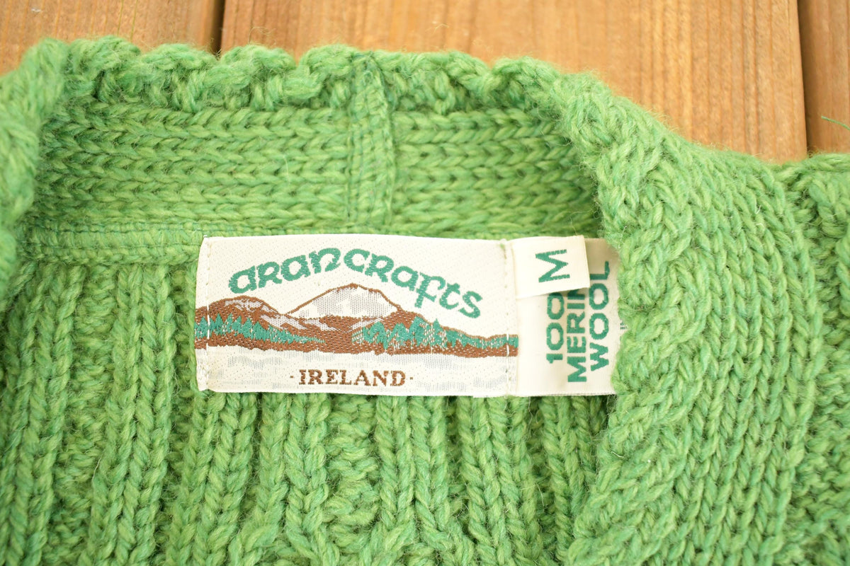 Vintage 1970s Aran Crafts Wool Cable Knit Cardigan Sweater Women's M from propervintagecanada