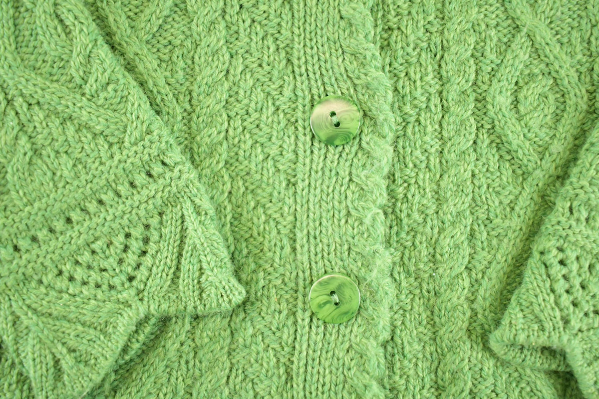 Vintage 1970s Aran Crafts Wool Cable Knit Cardigan Sweater Women's M from propervintagecanada