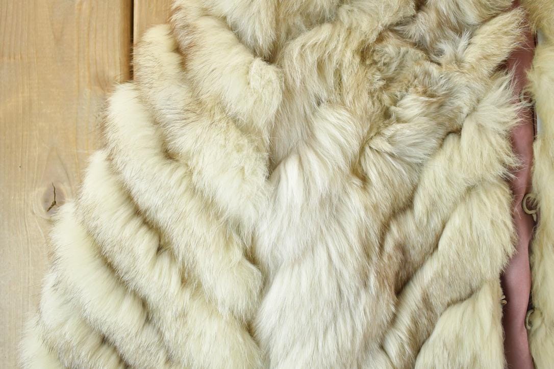 Vintage 1970s Arctic Fox White Fox Fur Mid LengthCoat Made In Canada from propervintagecanada