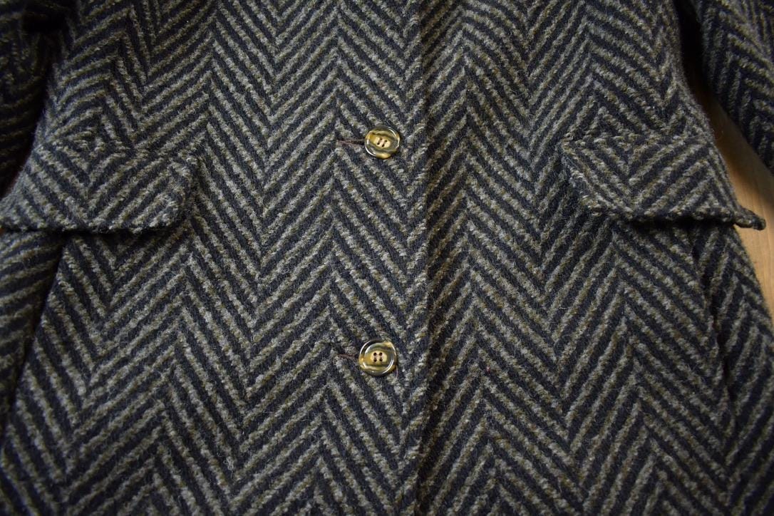 Vintage 1970s Arlette 100% Wool Button Up Over Coat Made In USA Men's Large from propervintagecanada