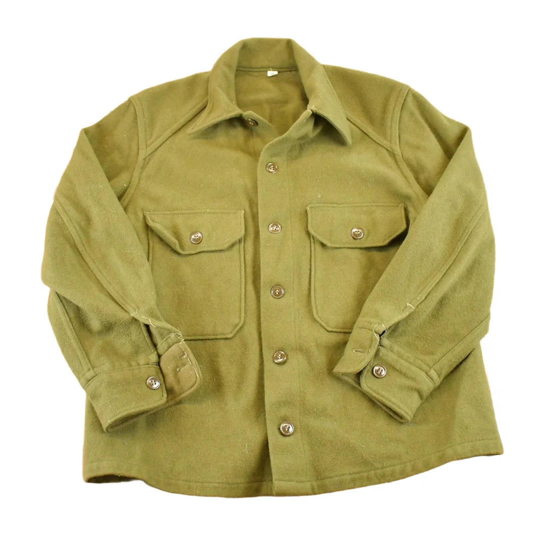Vintage 1970s Army Green Button Up Jacket Shirt Men's M from propervintagecanada