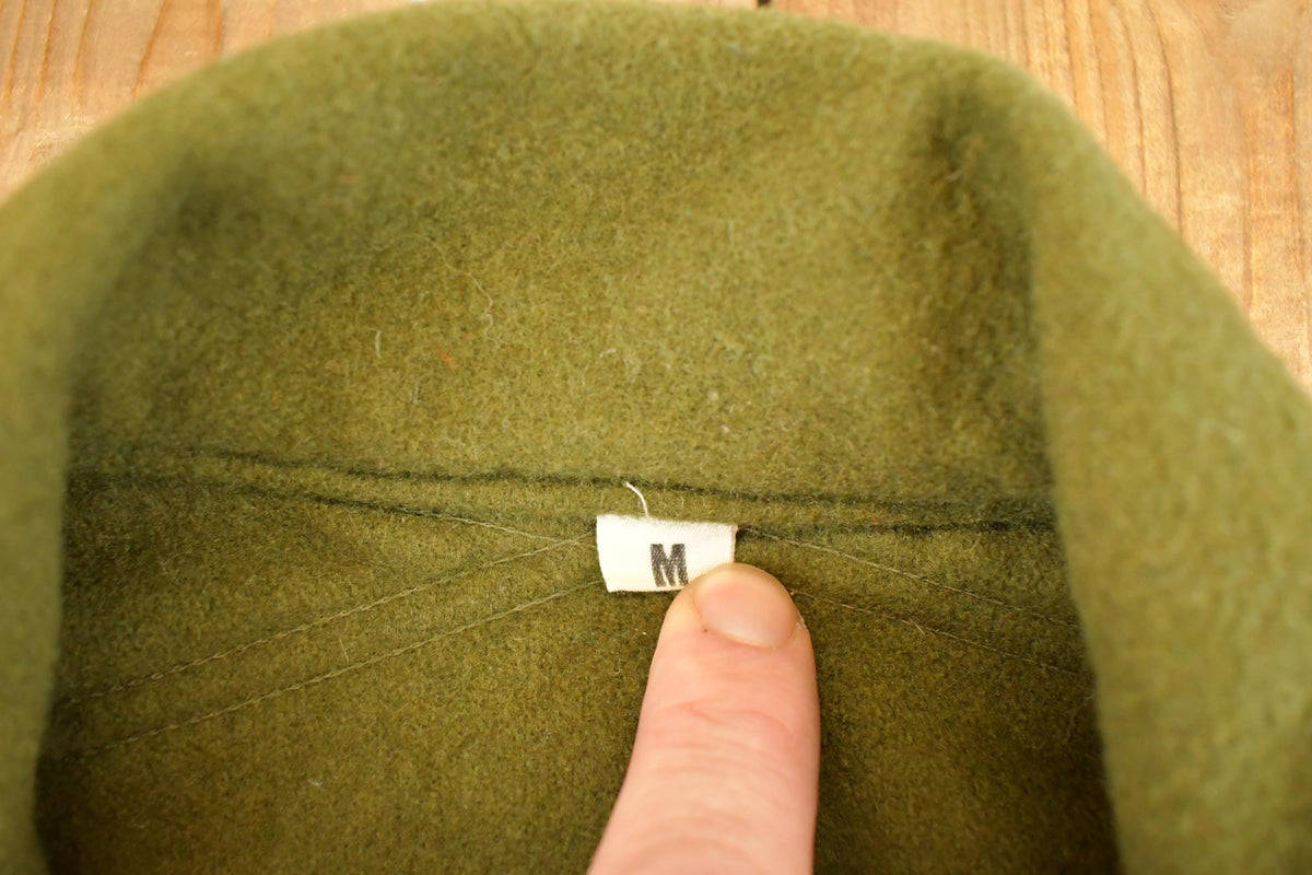 Vintage 1970s Army Green Button Up Jacket Shirt Men's M from propervintagecanada