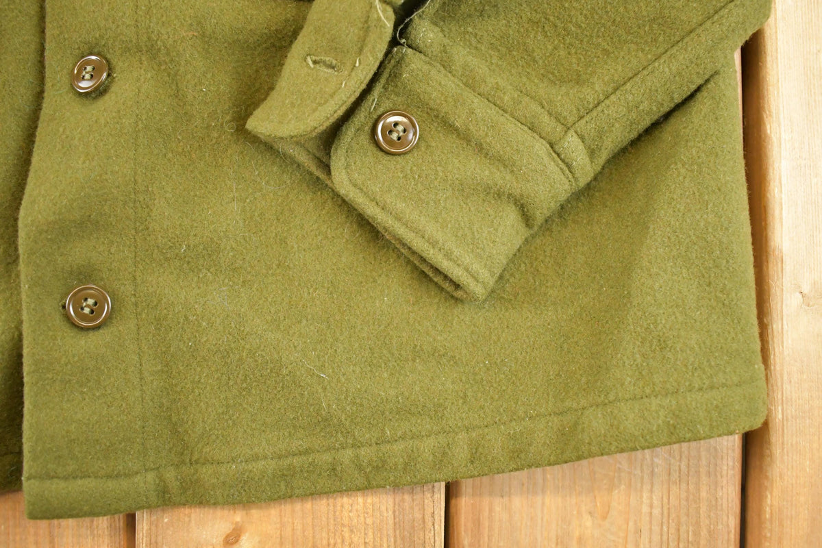 Vintage 1970s Army Green Button Up Jacket Shirt Men's M from propervintagecanada