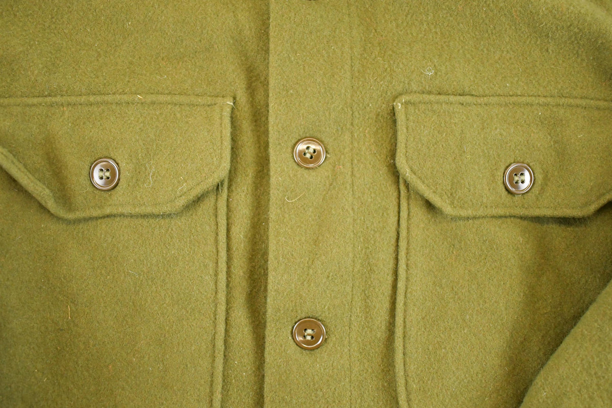 Vintage 1970s Army Green Button Up Jacket Shirt Men's M from propervintagecanada