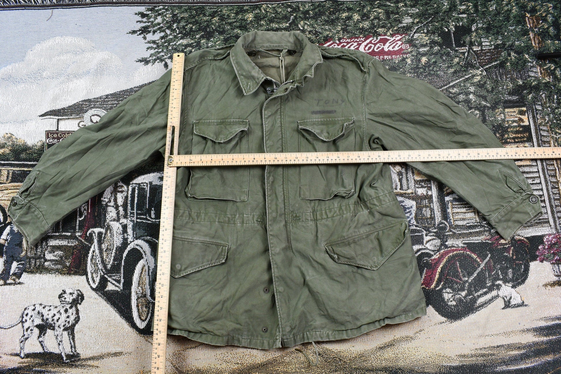 Vintage 1970s Army Military Button Up Jacket Men's Small from propervintagecanada